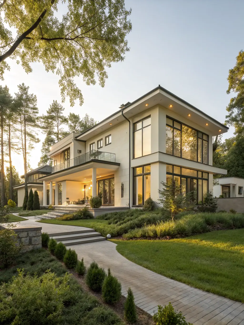 A detailed architectural rendering of a modern home design, showcasing Blue Tide Builders' design consultation services.